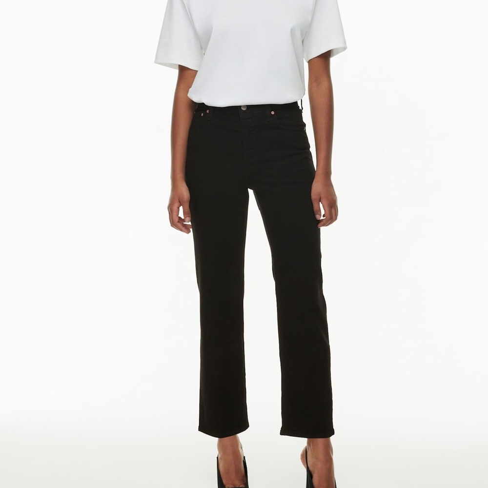 Denim Forum GREEN Aritzia The Arlo High Rise Straight Leg Jean